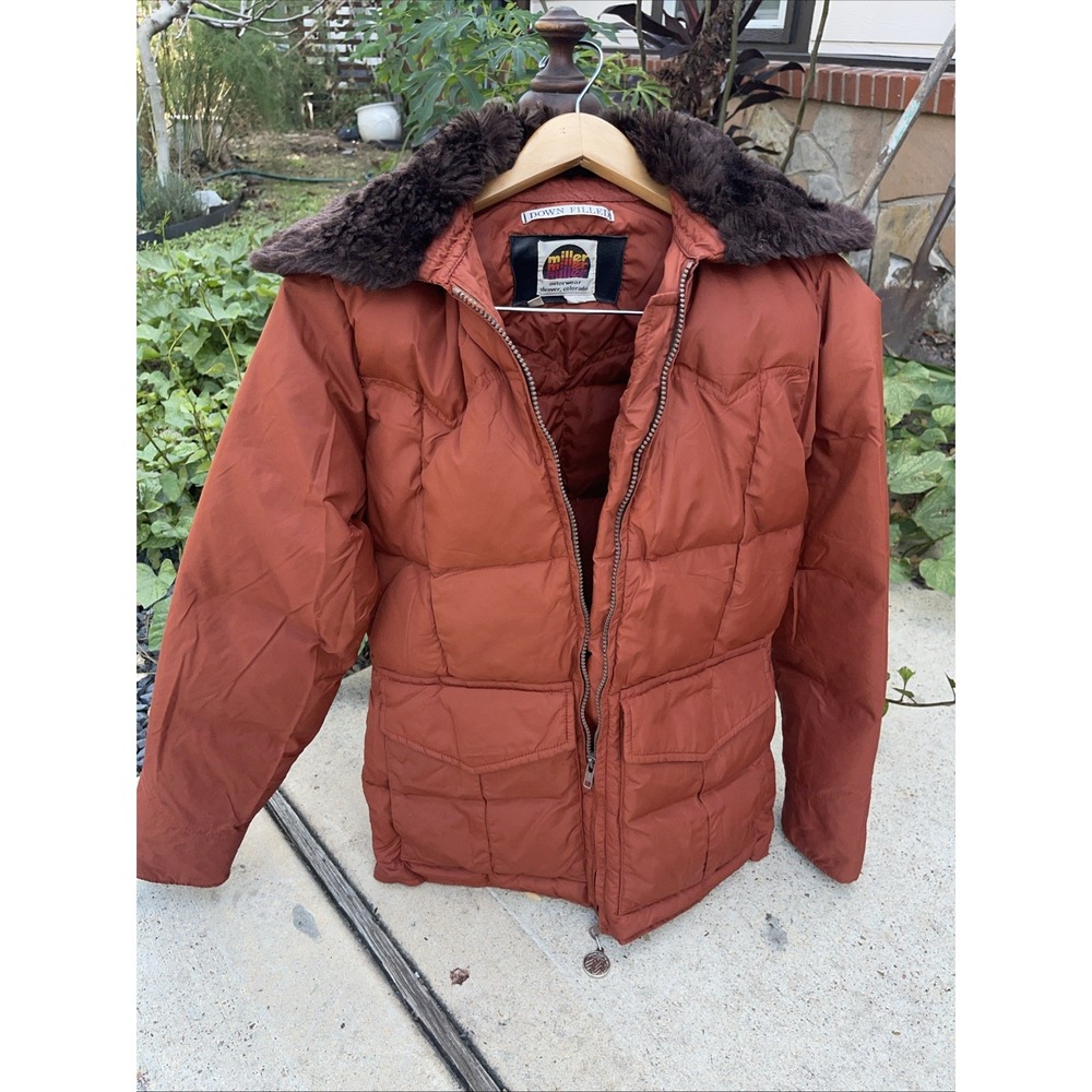 Vintage Miller Goose Down Women's Parka Faux Fur Collar Sz 12 -Fits Like A Small